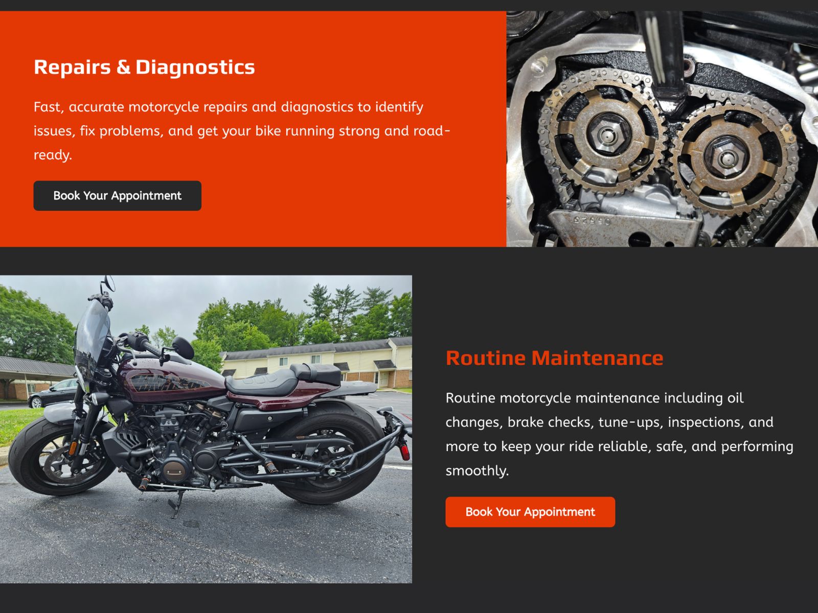 Motorcycle website design in Indiana USA